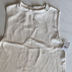 Ann Taylor Cream Ribbed Tank Top